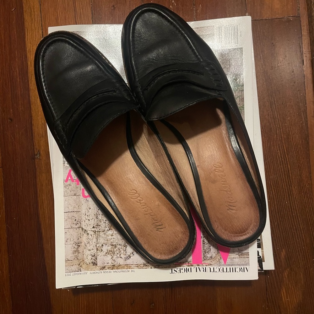 Madewell Black Loafer Mules - Size 8